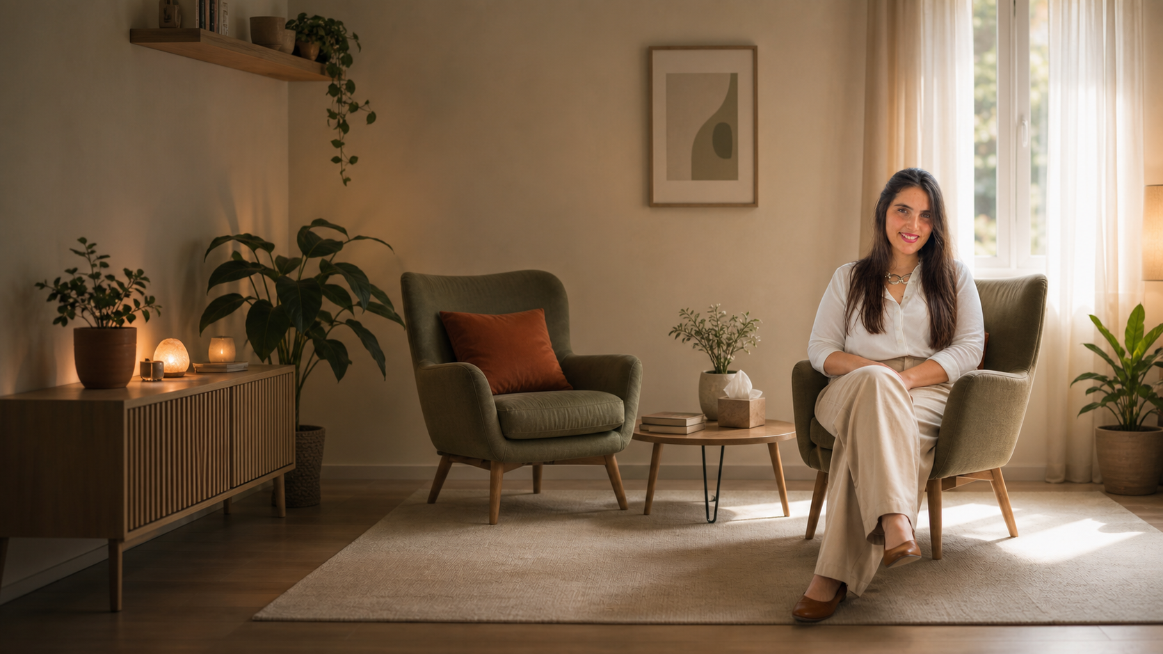Diana Gonçalves num consultório acolhedor